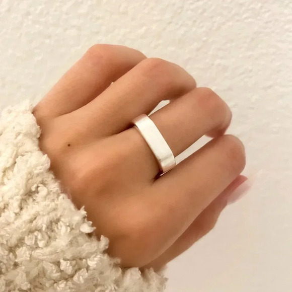 Jewelry - 925 Sterling Silver Bar Ring Minimalist Dainty Bar Ring Brushed Silver Ring